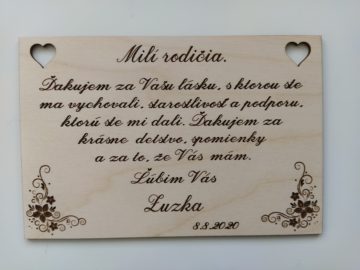 Poďakovanie rodičom