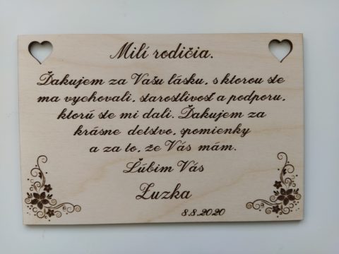 Poďakovanie rodičom