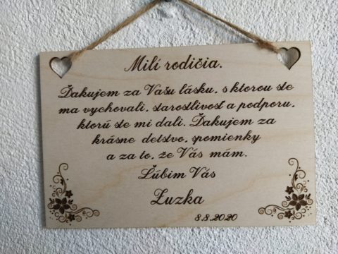 Poďakovanie rodičom