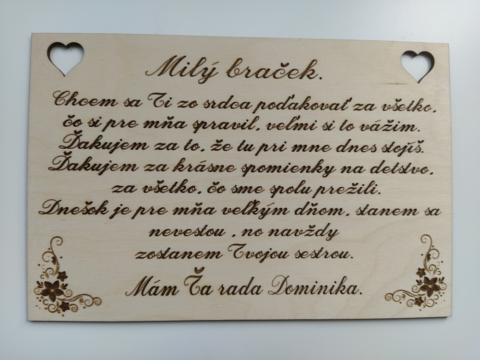 Poďakovanie bratovi