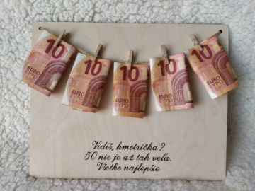 Narodeninová drevená tabuľka na peniaze