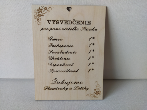 Vysvedčenie pre pani učiteľku