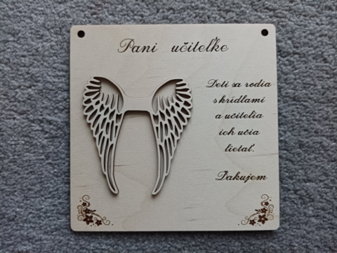 Drevená tabuľka pre pani učiteľku 15cm x 15cm