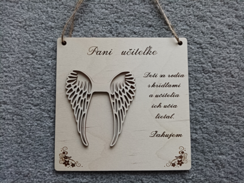 Drevená tabuľka pre pani učiteľku 15cm x 15cm