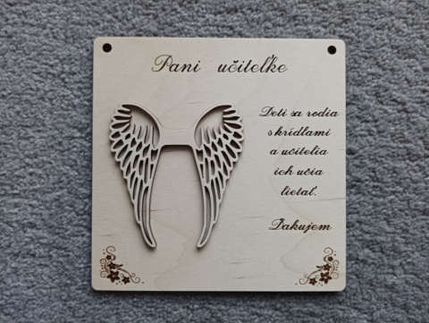 Drevená tabuľka pre pani učiteľku 15cm x 15cm