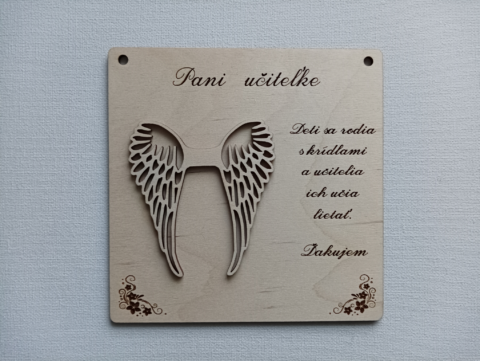 Drevená tabuľka pre pani učiteľku 15cm x 15cm