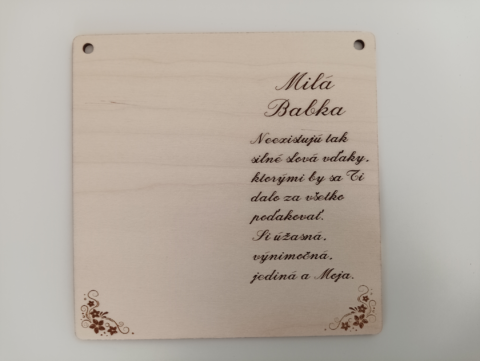 Drevená tabuľka pre babku