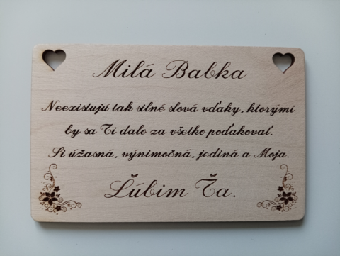 Drevená tabuľka - Poďakovanie Babke