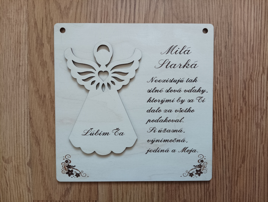 Drevená tabuľka - Poďakovanie Starkej Drevená tabuľka - Poďakovanie Starkej